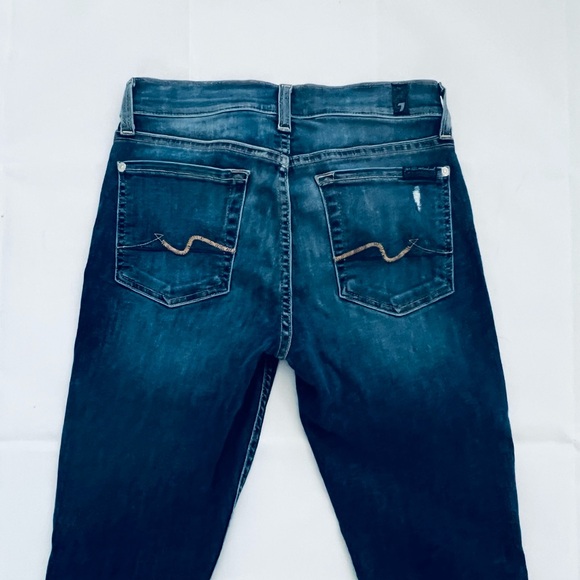7 For All Mankind Gwenevere Skinny Jeans Size 27 X 27 Denim Stretch Distressed - Picture 7 of 9